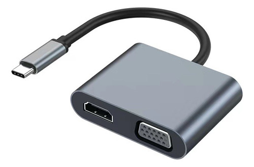 Adaptador Usb C Hub 4 En 1 Hdmi 4k / Vga / Tipo C / Usb 3.0