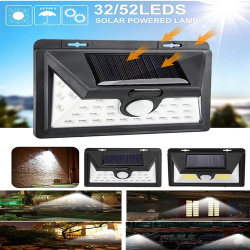 Aplique Lámpara Reflector Solar Led Sensor Movimiento 12w 