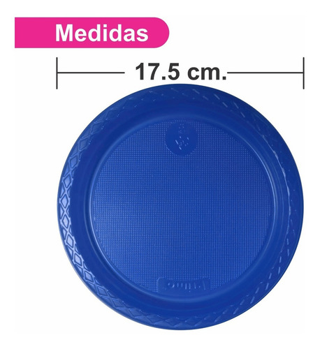 Plato Pastelero Neón Marca Primo 20 Piezas- Pineon1 - Color Azul Neón
