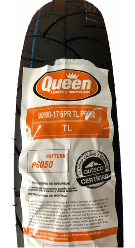 Llanta 90 90 17 Queen Tire Sellomatic