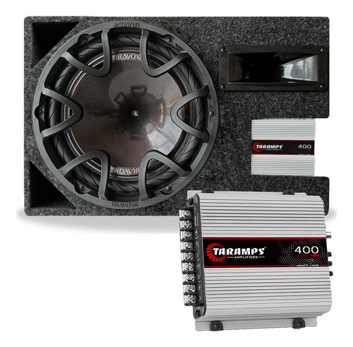 Caixa Amplificada 370w Subwoofer 12 Bravox + Módulo Taramps