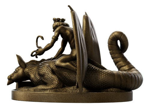 Estátua Imagem Astaroth - Ars Goetia Cor Cor Ouro Velho