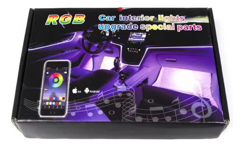 Kit Hilo Tira Neon Led Rgb Bluetooth 12v Interior X5 Auto 