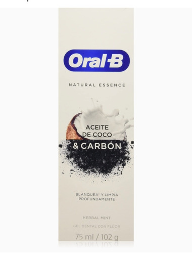 Pasta Dental Oral B Blanqueadora Carbon Aceite De Coco 102gr