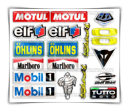 Cartela Adesivos Resinados M05 Elf Motul Mobil