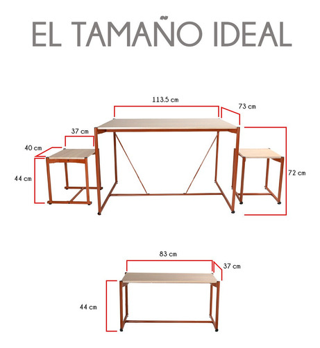 Juego De Comedor Moderno 4 Piezas Con Mesa 2 Sillas Y Banca Color Café Diseño de la tela de las sillas Madera