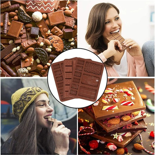 Molde Silicon Barras Tabletas 3 Chocolates - Jabón Artesanal Color Café