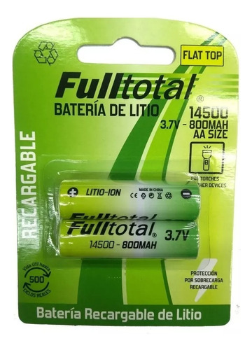 2 Pilas Icr14500 Fulltotal Aa Litio 3.7v 800 Mah Afeitadora