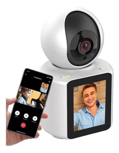 Câmera Robo Wifi Com Tela Video Conferencia Alexa 1080p Cor Branca