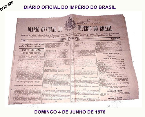 Jornal Diário Oficial Do Império Do Brasil Raro - Cód.620