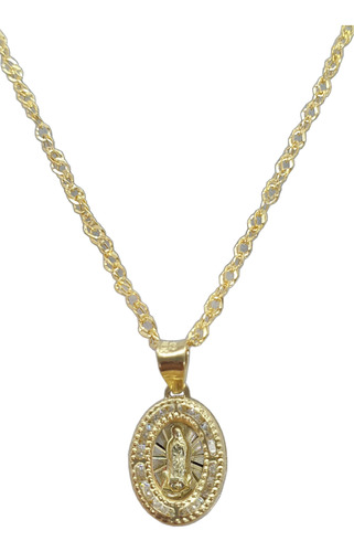 Medalla Virgen De Guadalupe Bautizo Con Cadena Oro 10k