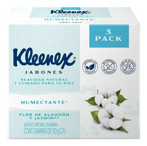 4 Pzas Jabón De Tocador Kleenex Jazmín 3 Barras