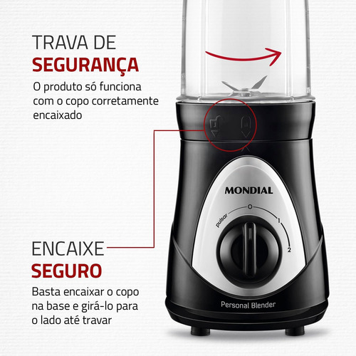 Liquidificador Mondial Dg-01 300w 2 Copos 127v Preto
