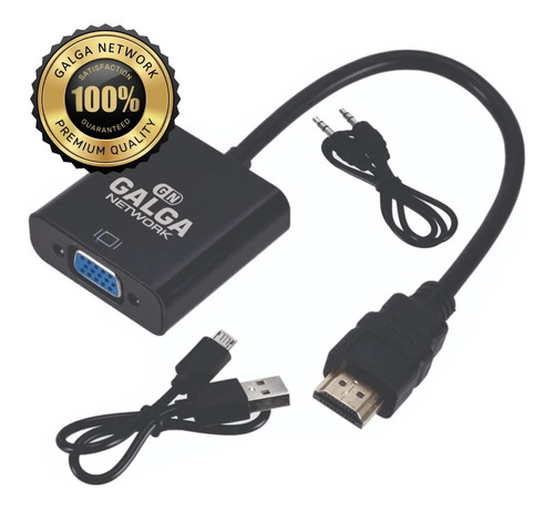 Cable Conversor Adaptador Hdmi A Vga Activo Usb Con Audio