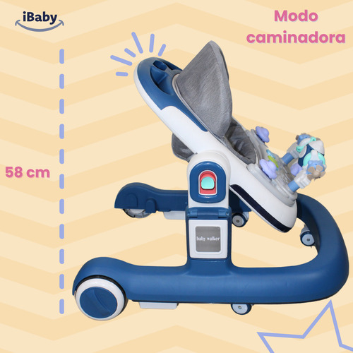 Andadera Caminadora Ibaby Nave Espacial 2en 1 Luces Y Sonido Azul
