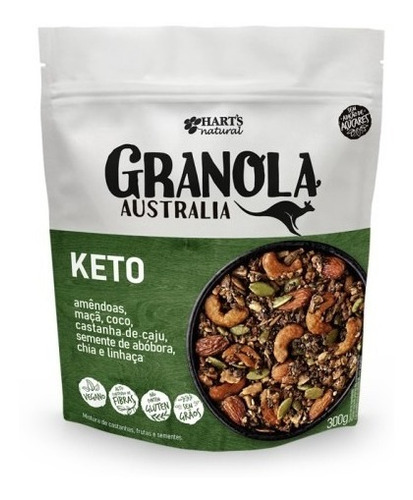 Granola Australian Keto Low Carb 300g Hart's Kit 3 Unidades