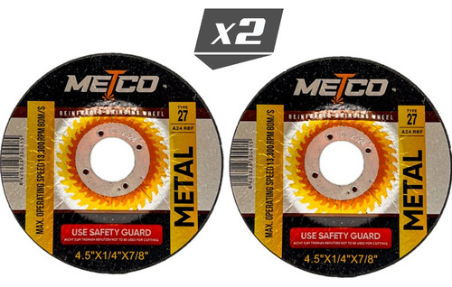 Disco Esmerilar Desbaste Metco 4,5 PLG (precio X 2 Discos)