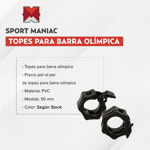 Imagen 2 de 3 de Par De Tope Traba Barra Olímpica 50 Mm Gym Lock Jaw Collar