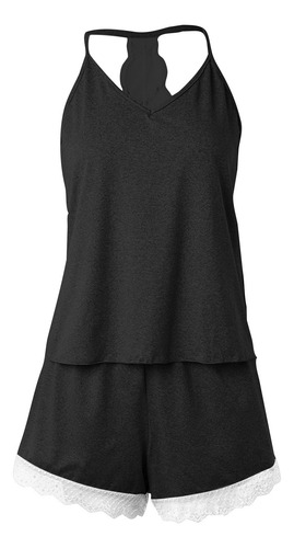 Camiseta Con Tirantes De Encaje Versátil Y Cómoda En Forma D