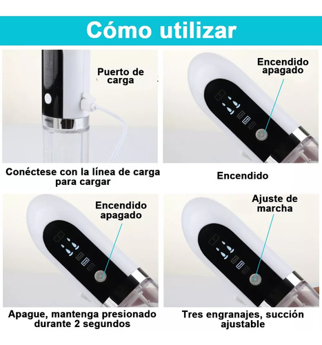 Bitina-kit De Belleza Usb Para Eliminar Puntos Negros Con Microlimpiador De Agua Y 6 Sondas, Extractor De Succión Eléctrico, Limpiador Facial Y 3 Niveles De Succión.