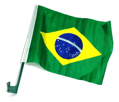 Kit 12 Bandeira Do Brasil Com Haste Pequena