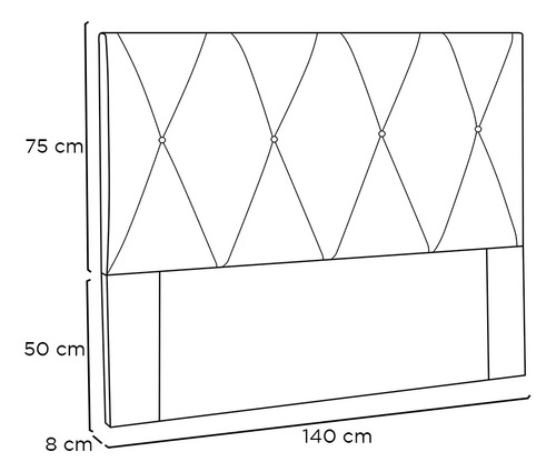Cabeceira Aquilla Para Cama Box Casal 140 Cm Suede Preto