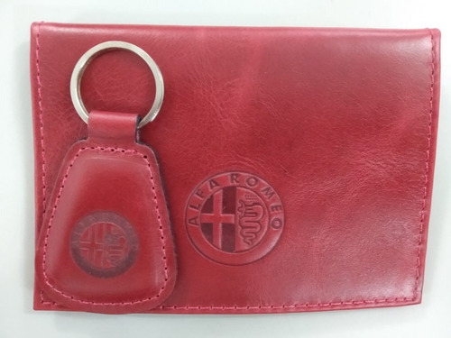 Imagem 1 de 10 de Chaveiro + Porta Documento Couro Legítimo Alfa Romeo
