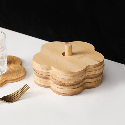 8 Posavasos Con Forma De Flor, Posavasos De Bambú Para