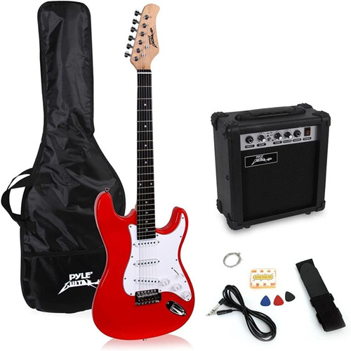 Kit Guitarra Y Amplificador Eléctrica Rojo Pyle-pro Pegkt15r