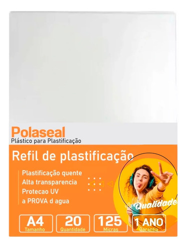 Polaseal Plástico Para Plastificação A4 220x307x0,05mm 20un