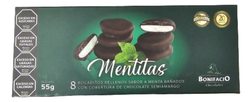 Bocadito De Chocolate Y Menta Bariloche Bonifacio 55 Gramos