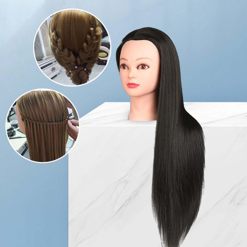 2 Cabezotes Maniquí Cabello 70% Natural Black With Makeup