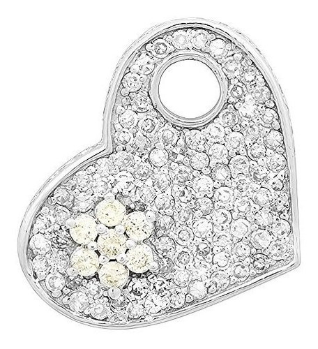 Collar Corazón Diamante 1.45 Ct 14k Oro Blanco