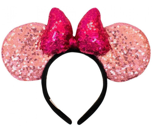 Tiara Laço Roxo Orelhas Rosa Minnie Lantejoulas  Disney