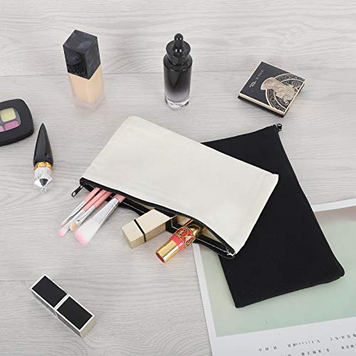 Bolsa De Maquillaje De Algodón Negro Con Cremallera