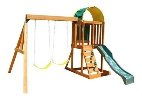 Juego Infantil Jardín Tobogán Doble Resbaladilla 2 Columpios