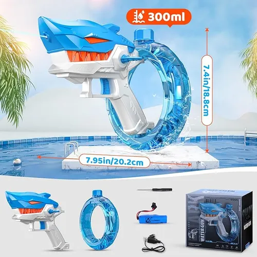 Pistola De Agua Tiburón Electrónica A Presión Juguete