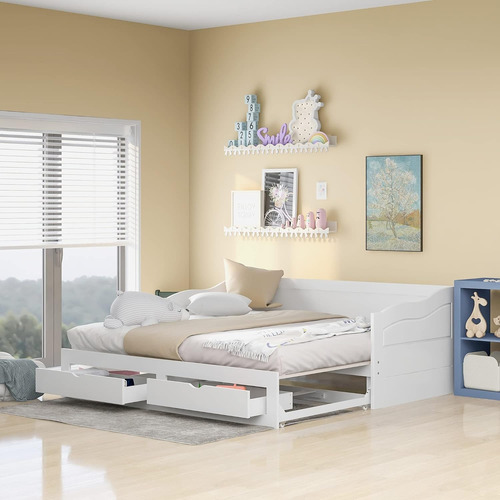 Sofá Cama Extensible Nido King Blanco Cajones Bellemave