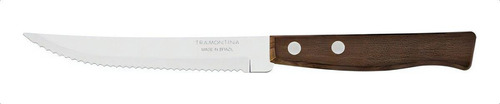 Juego de Cuchillos para Asado y Frutas Tramontina Tradicional con Láminas de Acero Inoxidable y Mangos de Madera Natural 03 Piezas
