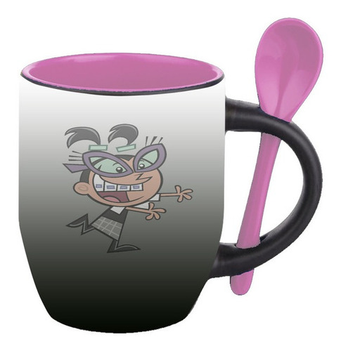 Mug Magico Con Cuchara Dibujos Animados   R273