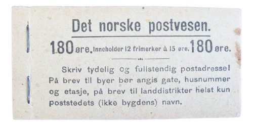 Noruega - Carnet Michel 81d-e 12 X 15c. 1909 Mint L1652