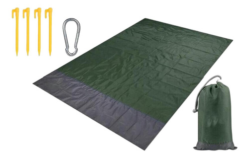 Manta De Picnic De Bolsillo Compacto Plegable Verde Oscuro