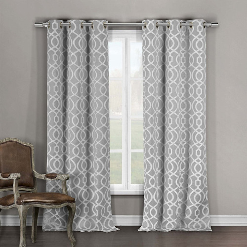 Harris Geometric Blackout Curtain  36x84 2 Pieces  Whit...