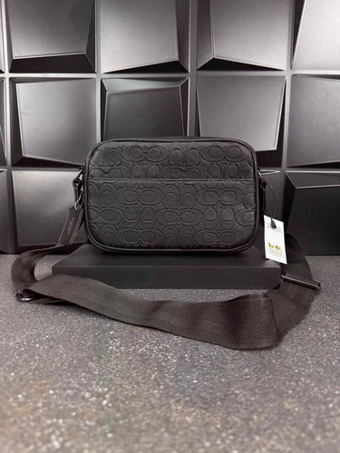 Bandolera Cruzada Unisex Bolso Con Correa Ajustable Negro Mensajera Grabada Níquel Negro