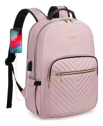 Mochila Lovevook Con Bolsillo P/ Laptop De 17'', Rosa Claro