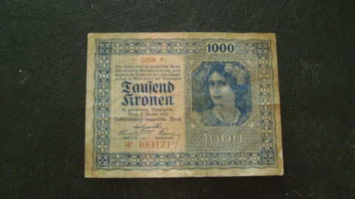 Antiguo Billete Austria Corona Austriaca Año 1922 Serie 4.7