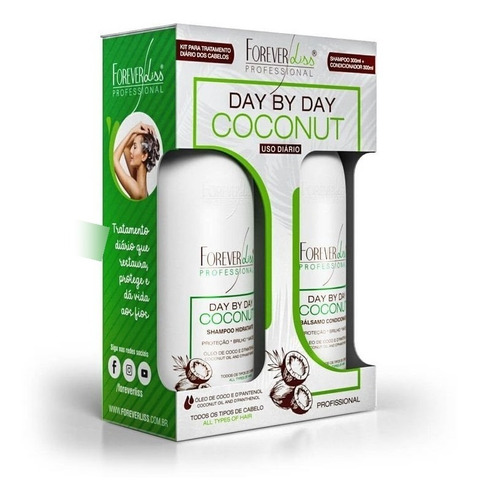 Kit Shampoo, Bálsamo Day By Day Coconut Forever Liss 2x300ml