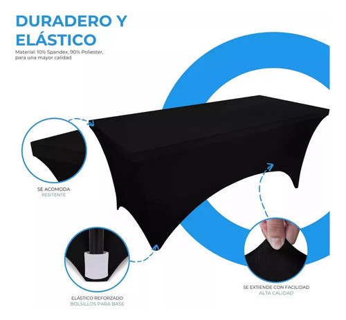 Funda De Mantel Tela Spandex Mesa 6tf 180x77x74cm Eventos