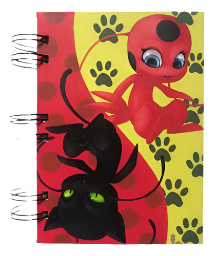 Cuaderno Artesanal A6 De Miraculous Ladybug - Tikki Y Plaga Crema