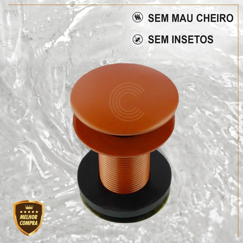 Válvula Click Up Inteligente Pia Cuba Bronze 7/8 Aço Inox